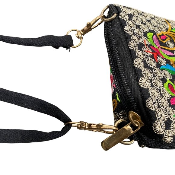 Embroidered Floral Crossbody Wallet With Strap boho festival hippie - Picture 8 of 8